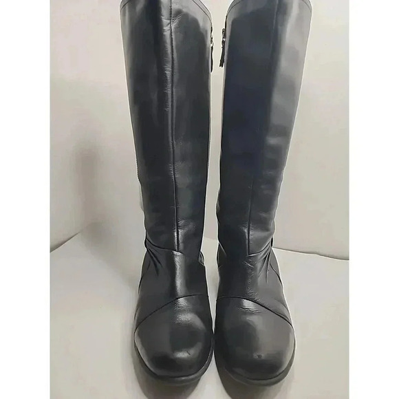Clarks Bendables Black Leather Riding Boots Womens 8.5 Zipper Heel 38480 - Picture 5 of 16